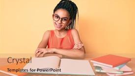  Presentation with exam - Slide deck having young-african-american-girl-child background and a coral colored foreground