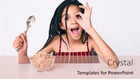  Presentation with child eye - Slide deck having young-african-american-girl-child background and a coral colored foreground