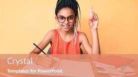  Presentation with exam - PPT theme featuring young-african-american-girl-child background and a coral colored foreground