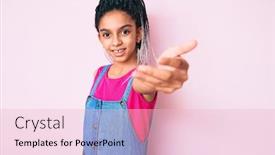  Presentation with business pink - Presentation theme enhanced with young-african-american-girl-child background and a lemonade colored foreground