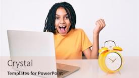  Presentation with proud american - Cool new PPT layouts with young-african-american-girl-child backdrop and a coral colored foreground