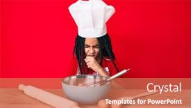  Presentation with child health care - Amazing PPT theme having young-african-american-girl-child backdrop and a coral colored foreground