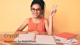  Presentation with exam - Slide set featuring young-african-american-girl-child background and a coral colored foreground