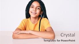  Presentation with tshirt - Audience pleasing slide set consisting of young-african-american-girl-child backdrop and a coral colored foreground