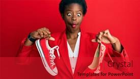  Presentation with sneakers - Presentation consisting of young-african-american-girl-choosing background and a red colored foreground