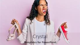  Presentation with sneakers - PPT layouts with young-african-american-girl-choosing background and a soft green colored foreground