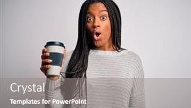  Presentation with coffe - Slide deck with young-african-american-girl-drinking background and a gray colored foreground