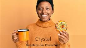  Presentation with african american - Audience pleasing PPT theme consisting of young-african-american-girl-eating backdrop and a gold colored foreground