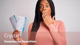  Presentation with african american girl power business - PPT theme consisting of young-african-american-girl-holding background and a coral colored foreground