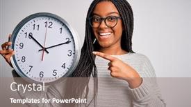  Presentation with minute - Presentation theme featuring young-african-american-girl-holding background and a coral colored foreground