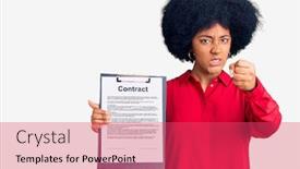  Presentation with contract - Beautiful PPT theme featuring young-african-american-girl-holding backdrop and a red colored foreground