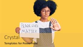  Presentation with black lives matter - Slide deck enhanced with young-african-american-girl-holding background and a yellow colored foreground
