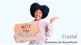  Presentation with african american protest - Slide deck featuring young-african-american-girl-holding background and a cool aqua colored foreground