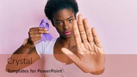  Presentation with awareness - Presentation theme having young-african-american-girl-holding background and a red colored foreground