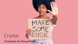  Presentation with noise - Slide deck enhanced with young-african-american-girl-holding background and a coral colored foreground