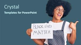  Presentation with black lives matter - Presentation design with young-african-american-girl-holding background and a ocean colored foreground