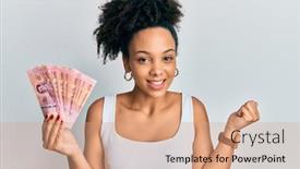  Presentation with proud american - PPT theme enhanced with young-african-american-girl-holding background and a coral colored foreground