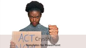  Presentation with now - PPT theme featuring young-african-american-girl-holding background and a soft green colored foreground