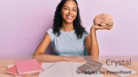  Presentation with thinking brain - Amazing PPT layouts having young-african-american-girl-holding backdrop and a coral colored foreground