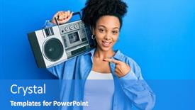  Presentation with american music - Theme with young-african-american-girl-holding background and a teal colored foreground