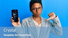  Presentation with african american girl power business - Audience pleasing presentation theme consisting of young-african-american-girl-holding backdrop and a teal colored foreground