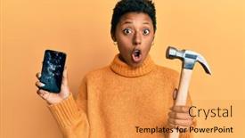  Presentation with cracked - Slide deck having young-african-american-girl-holding background and a yellow colored foreground