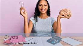  Presentation with bulb brain - Amazing presentation design having young-african-american-girl-holding backdrop and a light blue colored foreground