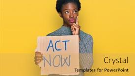  Presentation with now - Colorful presentation enhanced with young-african-american-girl-holding backdrop and a yellow colored foreground