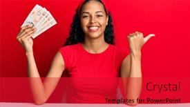  Presentation with african american girl power business - Cool new PPT theme with young-african-american-girl-holding backdrop and a red colored foreground