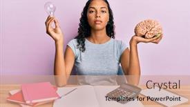  Presentation with bulb brain - Amazing presentation having young-african-american-girl-holding backdrop and a coral colored foreground