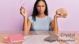  Presentation with bulb brain - Audience pleasing slide set consisting of young-african-american-girl-holding backdrop and a coral colored foreground