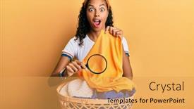  Presentation with looking glass - Audience pleasing PPT layouts consisting of young-african-american-girl-holding backdrop and a yellow colored foreground
