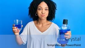  Presentation with puffing - Colorful presentation design enhanced with young-african-american-girl-holding backdrop and a light blue colored foreground