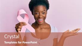  Presentation with pink ribbon hands - Slides having young-african-american-girl-holding background and a red colored foreground