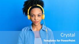  Presentation with african music - Beautiful slides featuring young-african-american-girl-listening backdrop and a light blue colored foreground
