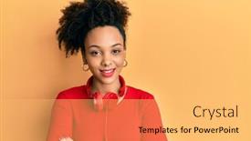  Presentation with person listening - Amazing theme having young-african-american-girl-listening backdrop and a yellow colored foreground