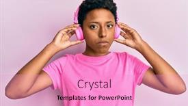  Presentation with american music - Slide set consisting of young-african-american-girl-listening background and a lilac colored foreground