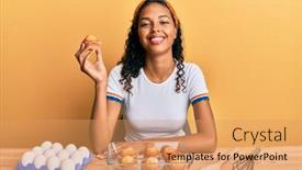  Presentation with standing sitting - Slides with young-african-american-girl-making background and a coral colored foreground