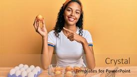  Presentation with muffins - Slide deck having young-african-american-girl-making background and a coral colored foreground