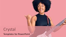  Presentation with electric guitar - Presentation design consisting of young-african-american-girl-playing background and a coral colored foreground