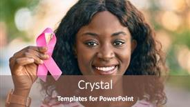  Presentation with pink ribbon - Theme consisting of young-african-american-girl-smiling background and a tawny brown colored foreground