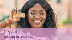  Presentation with protein bar - Presentation theme enhanced with young-african-american-girl-smiling background and a lavender colored foreground