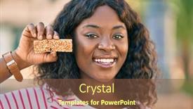  Presentation with protein bar - Slide set enhanced with young-african-american-girl-smiling background and a tawny brown colored foreground