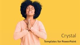  Presentation with praying hands - Slide set featuring young-african-american-girl-wearing background and a yellow colored foreground