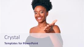  Presentation with business casual - PPT theme enhanced with young-african-american-girl-wearing background and a sky blue colored foreground