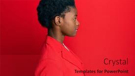  Presentation with business profile - Slide set with young-african-american-girl-wearing background and a red colored foreground