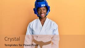  Presentation with taekwondo - Amazing presentation theme having young-african-american-girl-wearing backdrop and a coral colored foreground