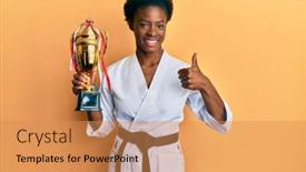  Presentation with kimono - Colorful slide set enhanced with young-african-american-girl-wearing backdrop and a gold colored foreground