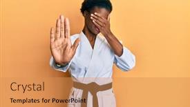  Presentation with kimono - Cool new slide deck with young-african-american-girl-wearing backdrop and a yellow colored foreground