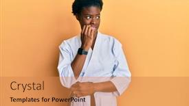  Presentation with kimono - Presentation design consisting of young-african-american-girl-wearing background and a coral colored foreground